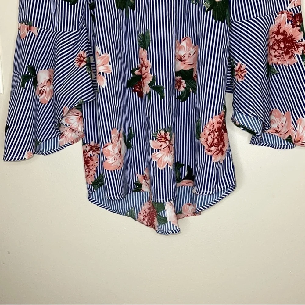 MPH Collection Chic Floral and Striped Women's Off Shoulder Top Size 1X